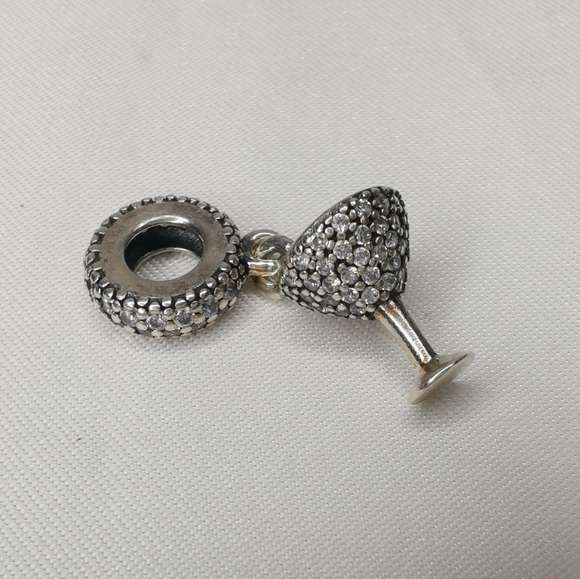 Pandora Pave Cocktail Glass Dangle Charm